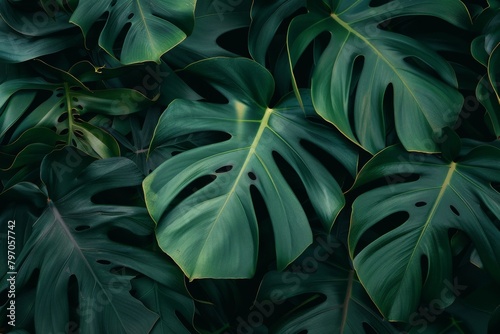 Macro close-up of a dark green leaf. Beautiful simple AI generated image in 4K, unique.