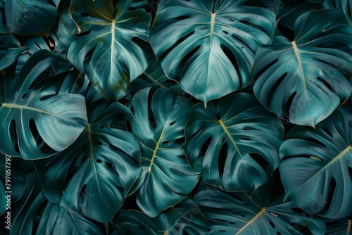 tropical leaves on a dark background - Generative AI. Beautiful simple AI generated image in 4K, unique.