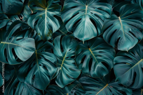Wallpaper Mural tropical leaves on a dark background - Generative AI. Beautiful simple AI generated image in 4K, unique. Torontodigital.ca