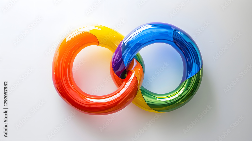 A colorful plastic infinity symbol. symbolizing the endless possibilities of diversity and empowerment for pride month A colorful plastic infinity symbol. symbolizing the endless possibilities of diversity and empowerment for pride month