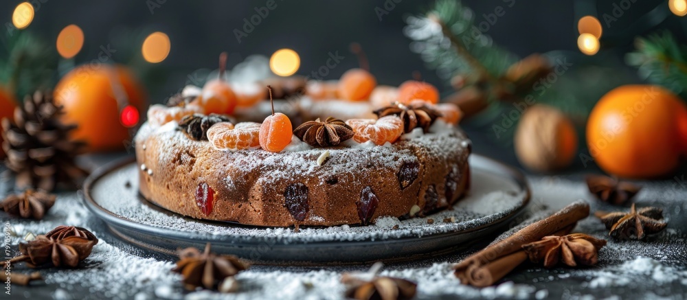 Festive Cake With Icing and Candies