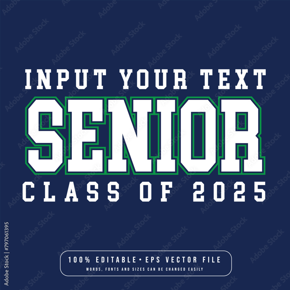 Class of 2025 typography design vector. Text for design, congratulation event, T-shirt, party, high school or college graduate. Editable class of 2025 typography design