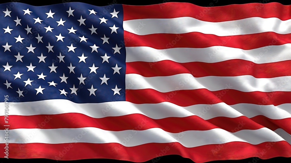 American Flag Waving Gracefully Against Dark Background