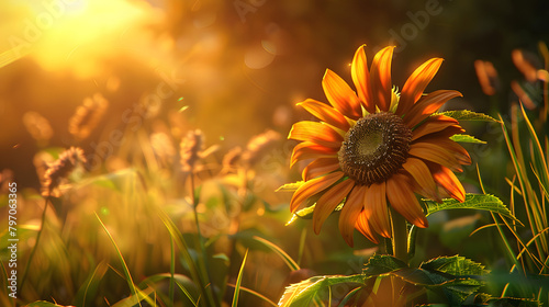 A dazzling meadow sunflower. warm mood © Oleksandr