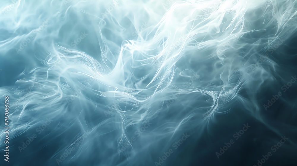 Obraz premium Abstract underwater smoke patterns in shades of blue with ethereal, fluid movement.