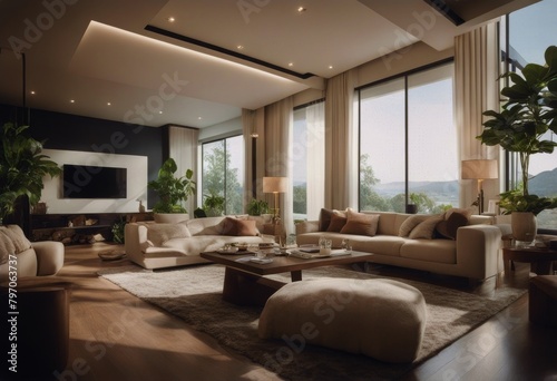 living room interior villa angle view Wide using