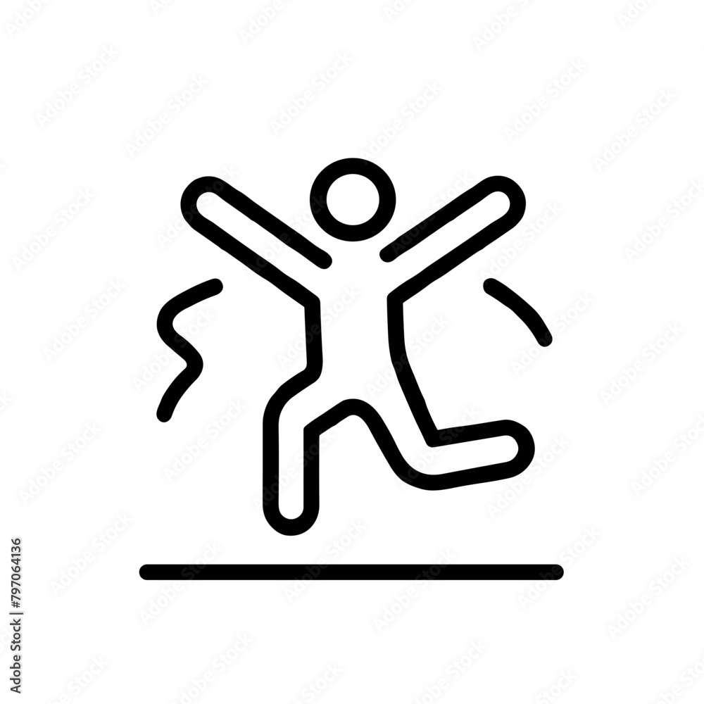 Minimalist Jumping Person Icon in Black and White Minimalist Jumping Person Icon in Black and White