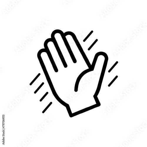 Minimalist Waving Hand Icon in Black and White