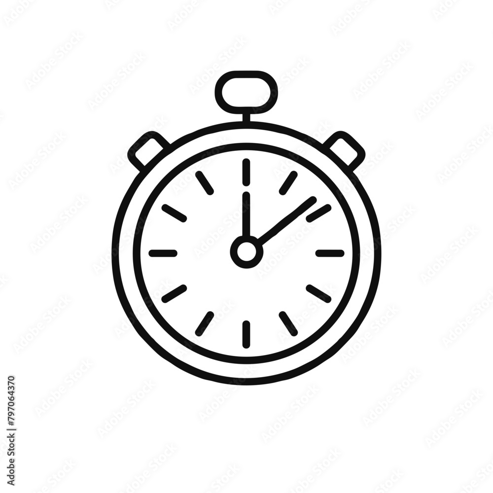 Stopwatch Icon, Black Line Art, Time Measurement Symbol Stopwatch Icon, Black Line Art, Time Measurement Symbol