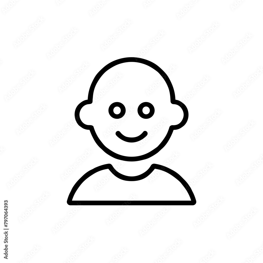 Simplified Human Face Icon, Black Line Design, Avatar Concept Simplified Human Face Icon, Black Line Design, Avatar Concept