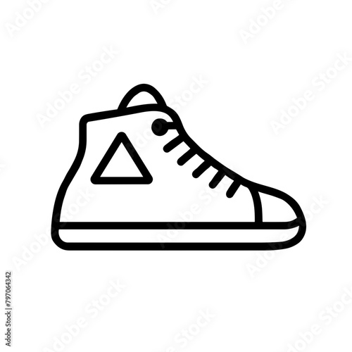 High-Top Sneaker Icon, Black Line Drawing, Casual Footwear Symbol