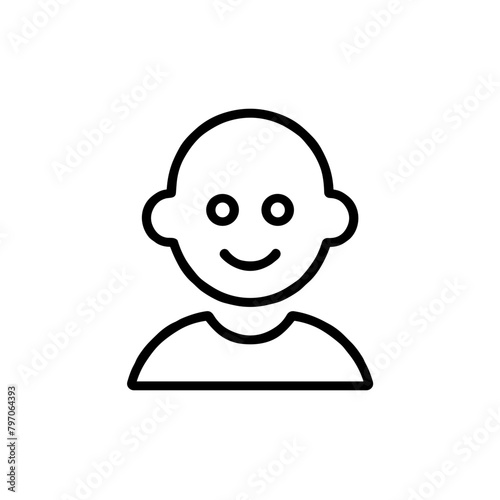 Simplified Human Face Icon, Black Line Design, Avatar Concept