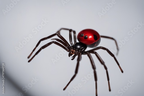 'back views widow red white female black spider isolated arachnid arachnophobia australian background crawling closeup danger dangerous insect macro poisonous web venomous'