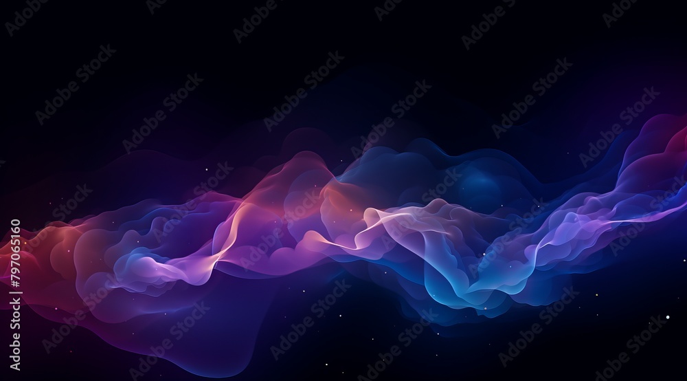 Abstract Colorful Smoke Waves on Dark Background