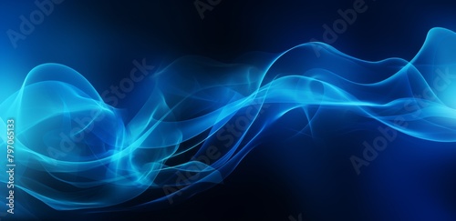 Elegant blue abstract smoke wave on dark background © Balaraw