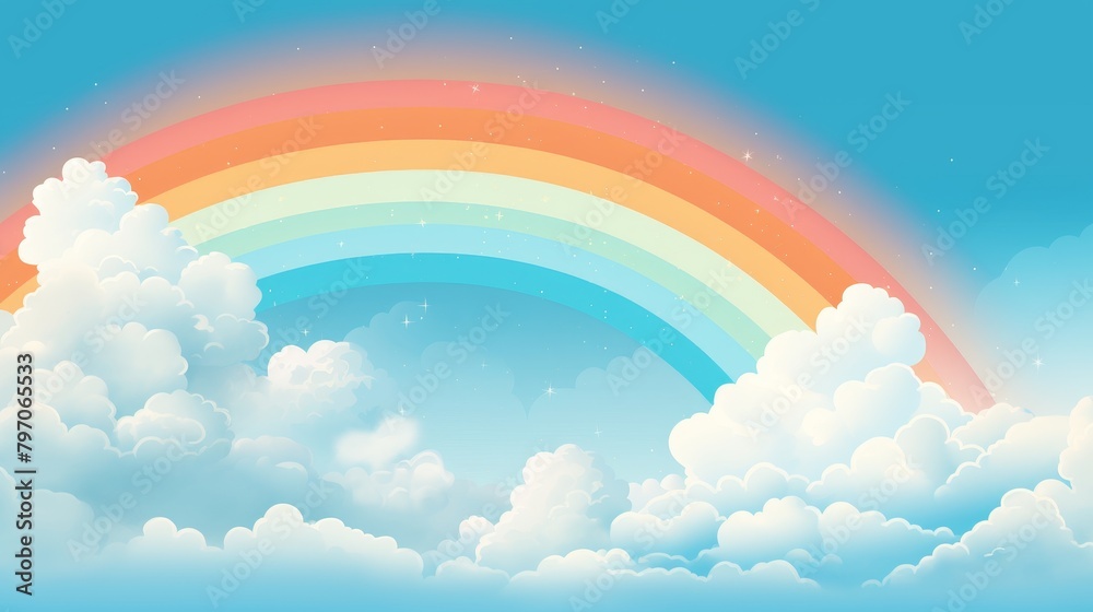 Fototapeta premium Colorful rainbow arching across a dreamy sky
