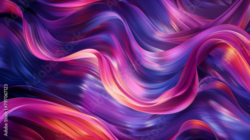 A colorful, abstract painting of a wave with purple and blue colors