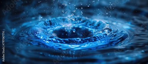 Close Up of Vibrant Blue Water Drop