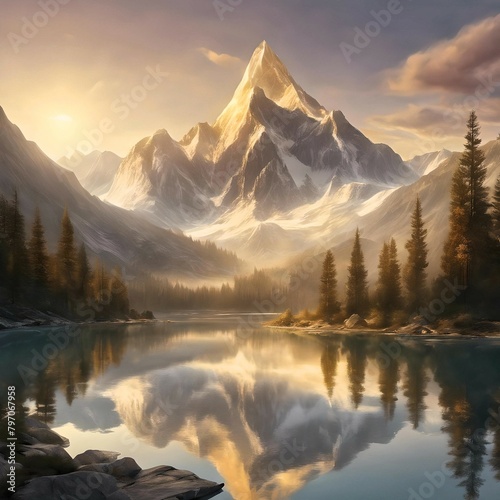Majestic Mountain Peaks at Sunrise