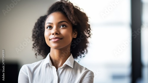 Confident young professional woman looking towards the future photo