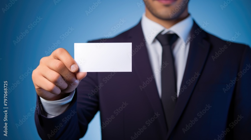 man in suit holding business name card, ai man in suit holding business name card, ai