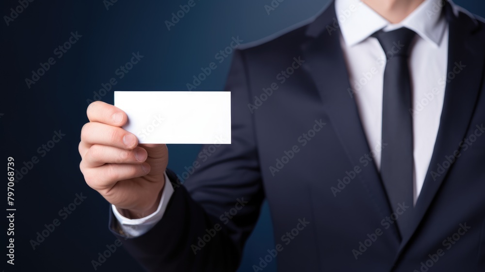 man in suit holding business name card, ai man in suit holding business name card, ai