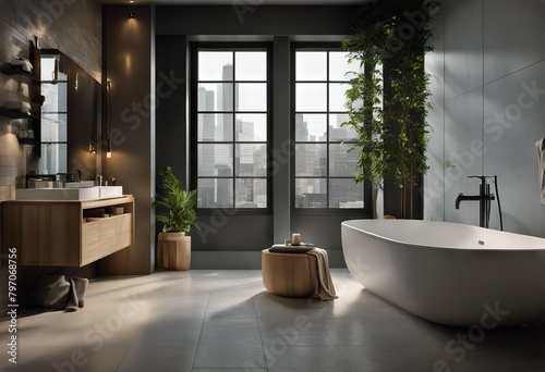  3D rendering  bathroom tub modern