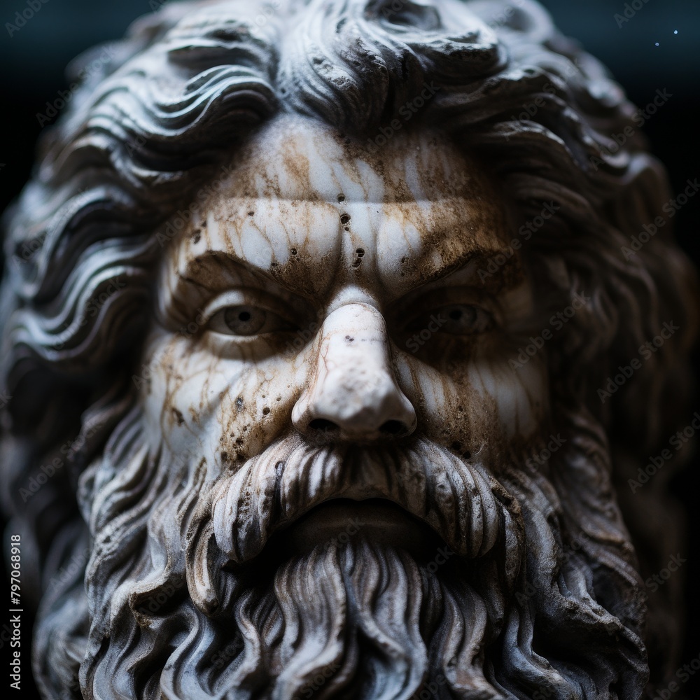 Obraz premium Close-up of an Ancient Sculpted Face with Intricate Details