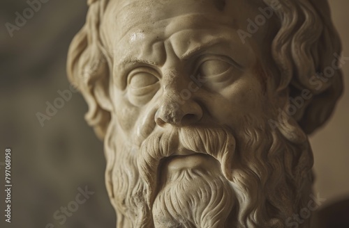 Close-up of a Classical Philosopher's Sculpture