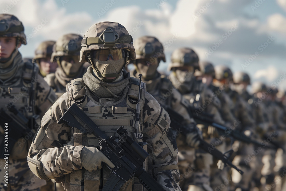 soldiers in military uniform with rifle soldiers in military uniform with rifle