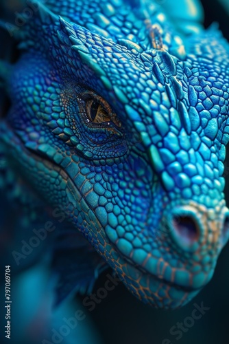 Close-up of a Blue Textured Dragon