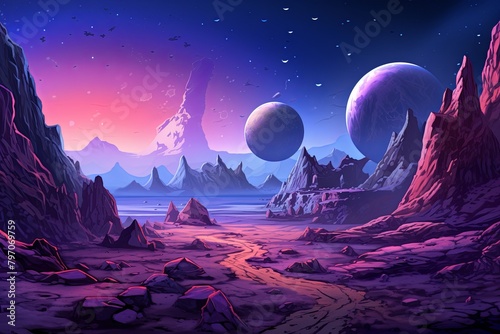 Alien Landscape Horizon Gradients Asteroid Field Travel Guide: Discover Otherworldly Terrains by Navigating Outer Space