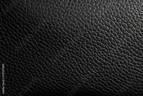 Close-up Texture of Black Leather Material