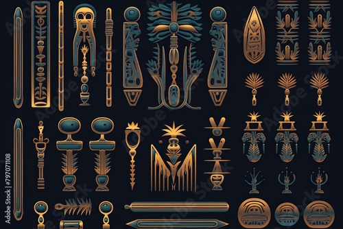 Pharaoh's Tomb Gradients: Ancient Egyptian Hieroglyph Exploration Game Graphics