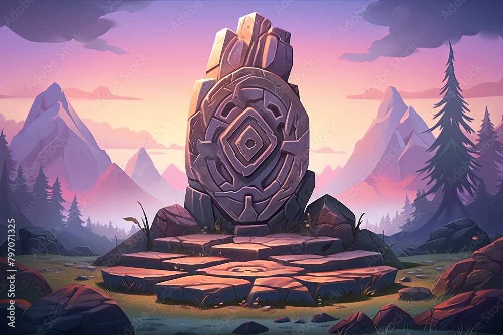 Ancient Rune Stone Gradients: Rune Landscape Graphic Adventure