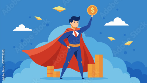 A person with a superhero cape ready to conquer high fees and reach lucrative rewards.