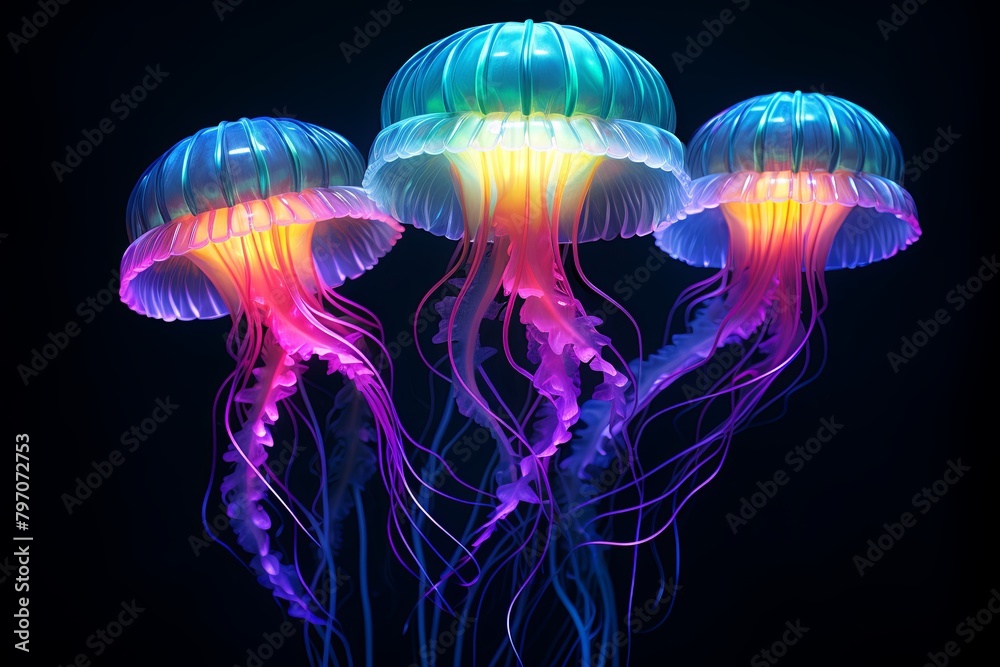 Neon Marine Colors: Bioluminescent Deep Sea Gradients Poster