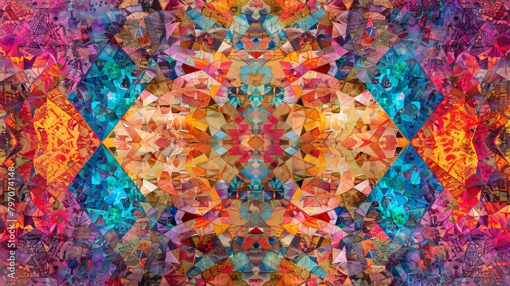 A colorful tapestry with four different hues.