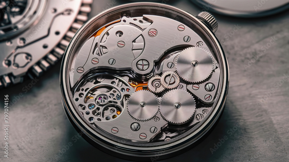A captivating close-up of disassembled watch mechanism A captivating close-up of disassembled watch mechanism