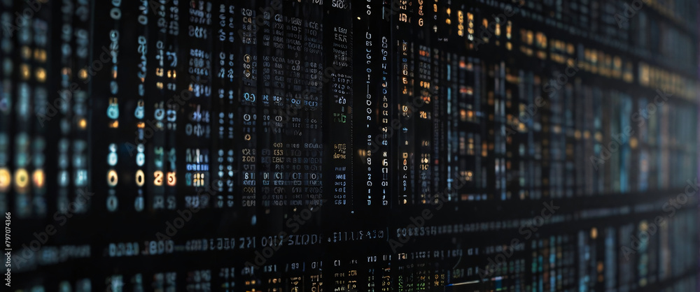 An abstract digital background with binary code and AI algorithms running in the background An abstract digital background with binary code and AI algorithms running in the background