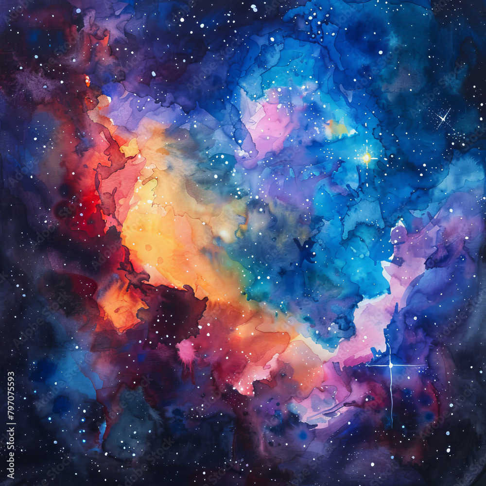 Cosmic Watercolor Dreams Enchanting Space Galaxies