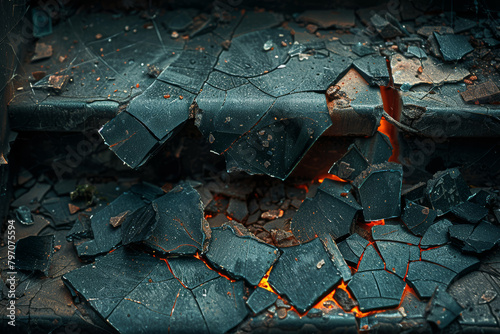 Shattered dreams scattered like broken glass, the remnants of hope crushed beneath the weight of despair. Concept of dashed hopes and the struggle for optimism. Generative Ai.