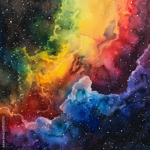 Cosmic Watercolor Dreams Enchanting Space Galaxies