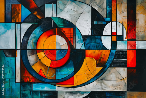 Spirale, peinture abstraite géométrique moderne © Concept Photo Studio
