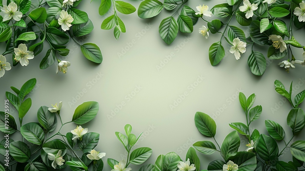 a immaculate light gray table seen from perspective, graced by the presence of opulent dark green flowers elegantly arranged in the upper right corner a immaculate light gray table seen from perspective, graced by the presence of opulent dark green flowers elegantly arranged in the upper right corner