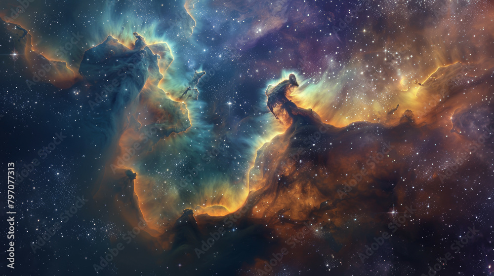 Obraz premium Ethereal Cinematic Cosmos Unveiling Sophisticated Universes