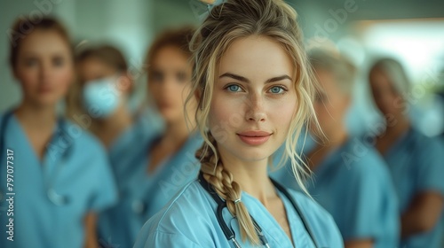 image showcasing a senior male doctor and female patient in earnest conversation, hospital corridor as the backdrop