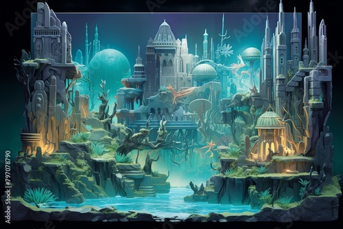 Lost City of Atlantis Gradients Underwater City Model Kit Packaging © Michael
