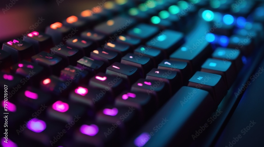 Closeup shot of colorful keyboard illumination