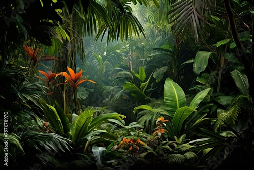 Lush Rainforest Canopy Gradients  Tropical Plant Nursery Website Header Showcase